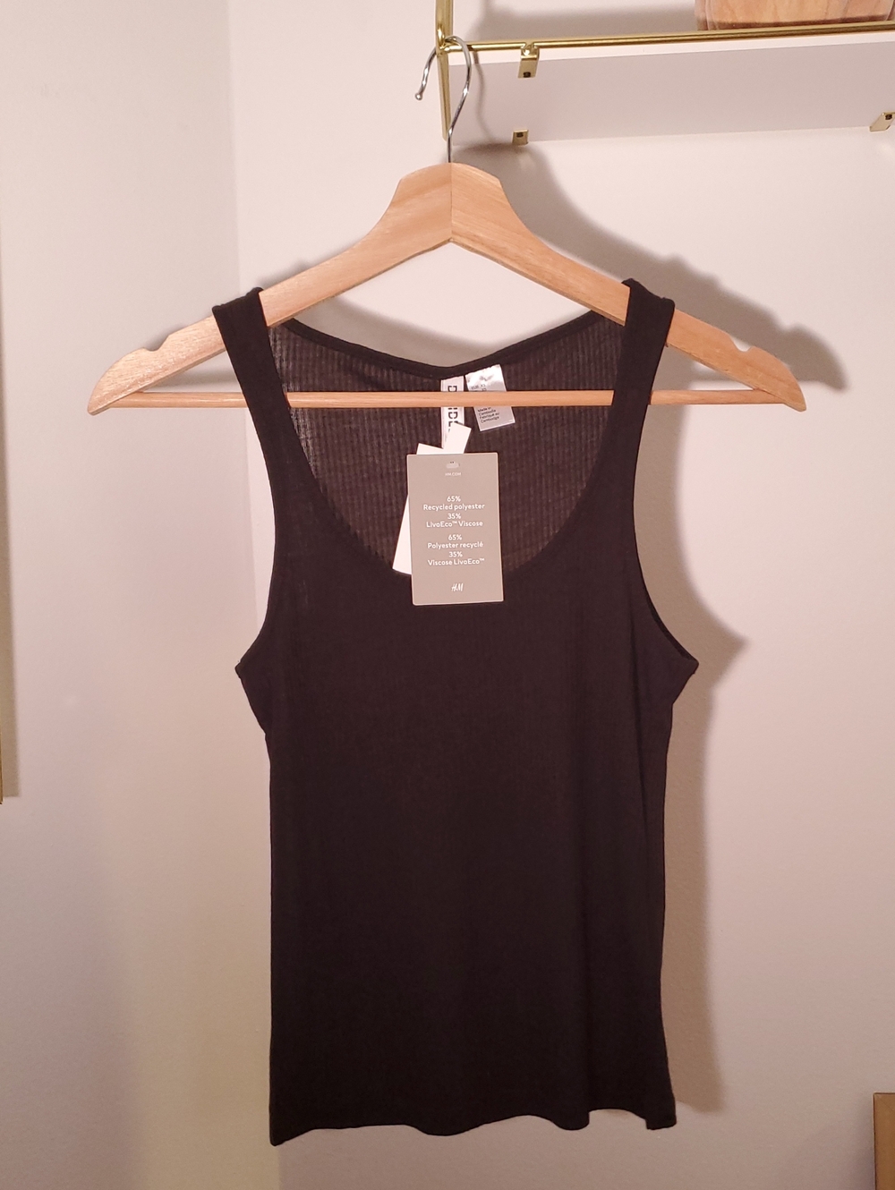 Divided H&M Black Ribbed Tank Top Scoop Neck NWT